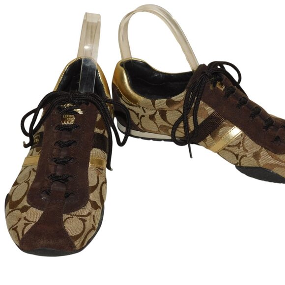 Coach Katelyn Monogram Signature Lace Up Sneakers Size 7.5M - Picture 1 of 11